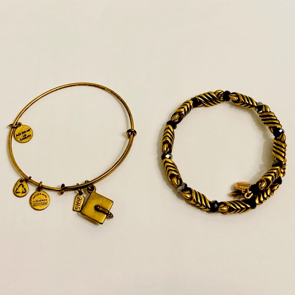 ✨Alex & Ani Graduation Cap Charm Bangle & Gold Wrap Bracelet✨